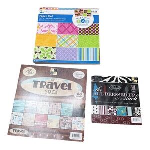 DCWV Scrapbook Paper Pad Lot 12x12 8x8 Travel All Dressed Up Vibrant 296 Sheets